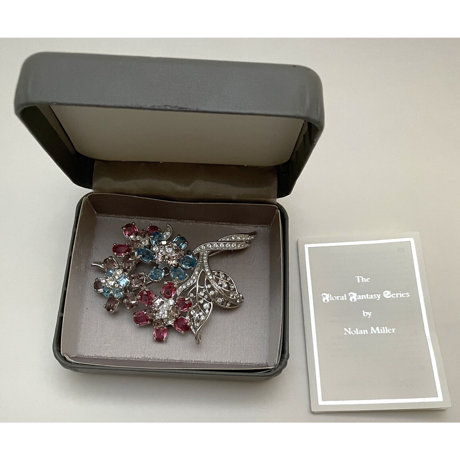 Nolan Miller Flower Bouquet Pin Brooch #1 Floral Fantasy Box Coa Crystal Rs Nib